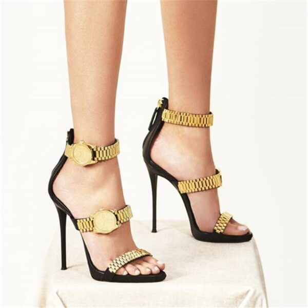 Gold Watch Studded Heel