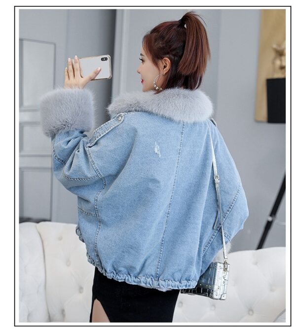 Loose Denim Fur Jacket