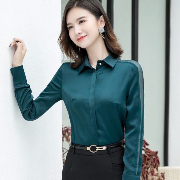 Formal Slim Satin Blouses