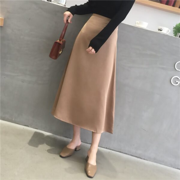 Silk A-line Midi Skirt