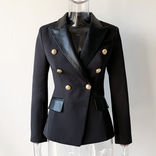 Leather Collar Slim Blazer