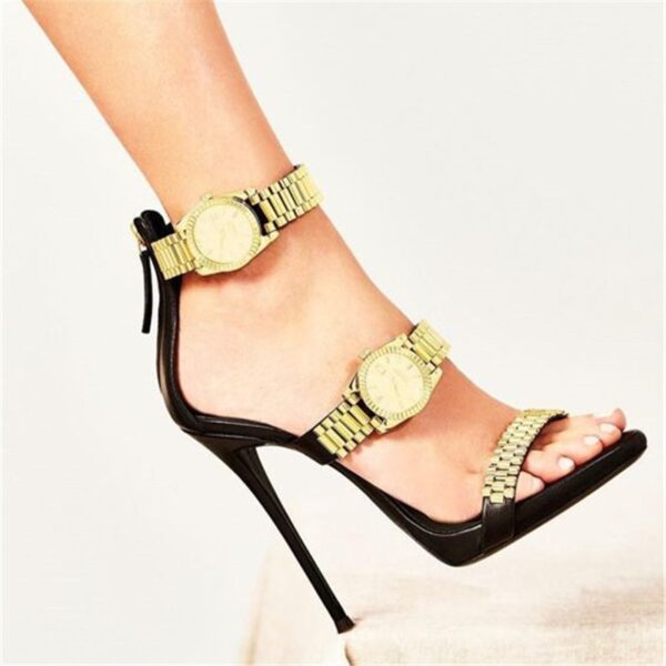 Gold Watch Studded Heel