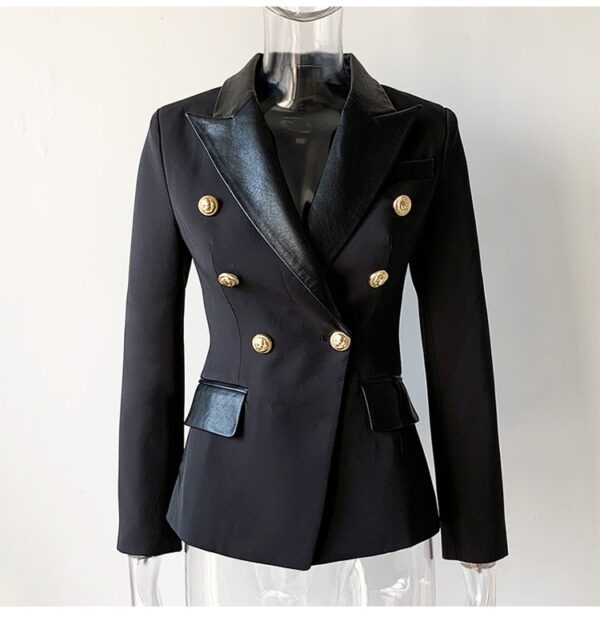 Leather Collar Slim Blazer