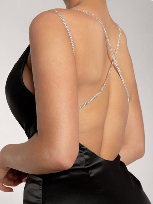 Diamond Strip Backless Mini Dress