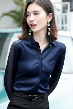 Formal Slim Satin Blouses