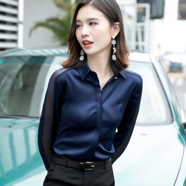 Formal Slim Satin Blouses