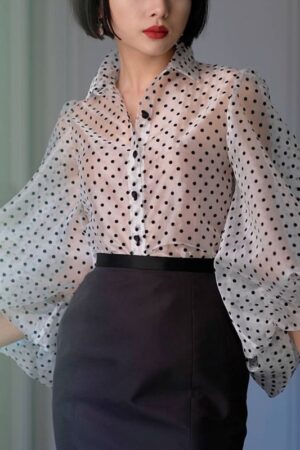 Vintage Polka Dot Puff Sleeve