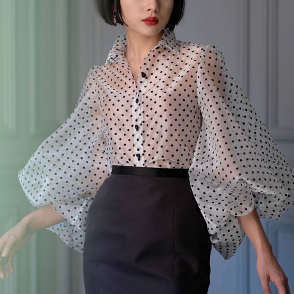 Vintage Polka Dot Puff Sleeve