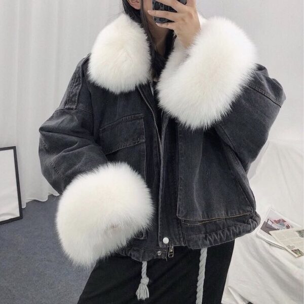 Loose Denim Fur Jacket