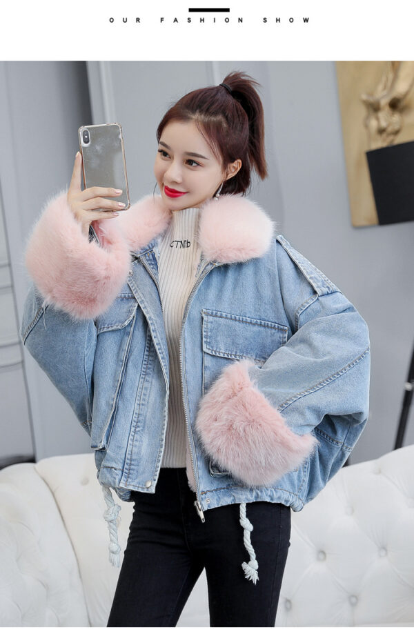 Loose Denim Fur Jacket