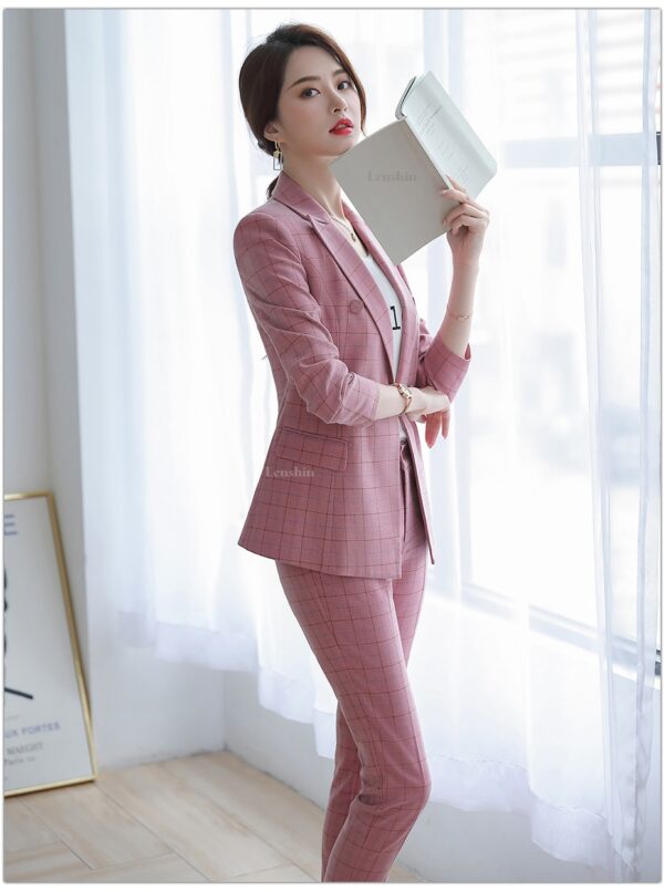 2 Piece Set Plaid Formal Pant Suit