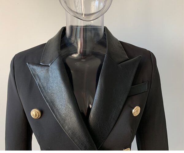 Leather Collar Slim Blazer