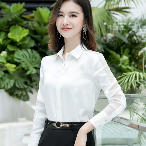 Formal Slim Satin Blouses