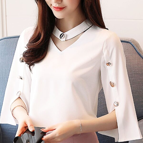 Chiffon Beading V-Neck