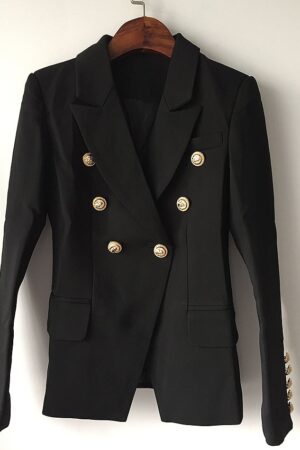 Metal Lion Buttons Blazer