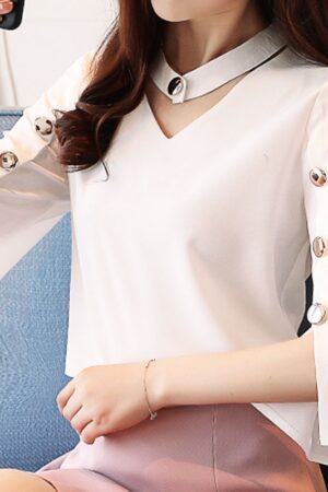 Chiffon Beading V-Neck