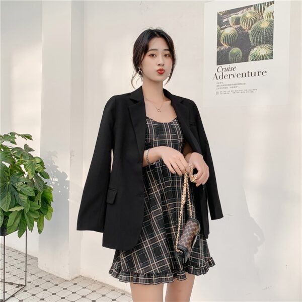 Aelegantmis New Chic Solid Color Women Casual Blazer Jacket Office Lady Pockets Work Suit Coat Ladies Business Blazers Outerwear