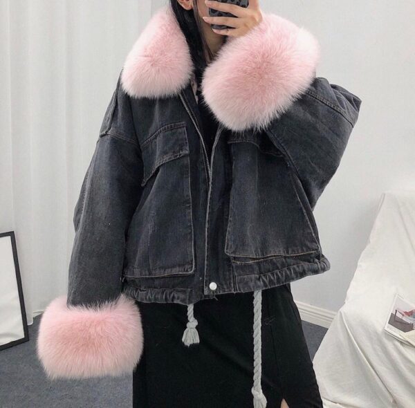 Loose Denim Fur Jacket