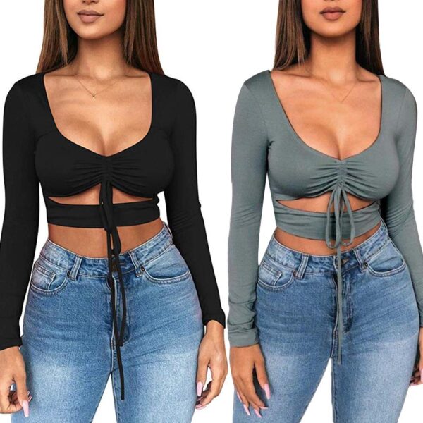 Ruched Tie Up Crop Top