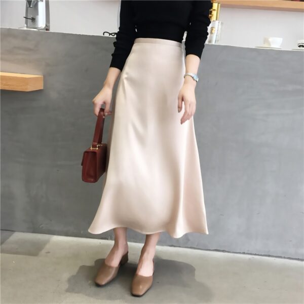 Silk A-line Midi Skirt