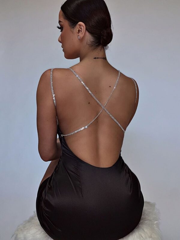 Diamond Strip Backless Mini Dress