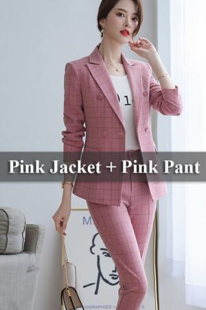 2 Piece Set Plaid Formal Pant Suit