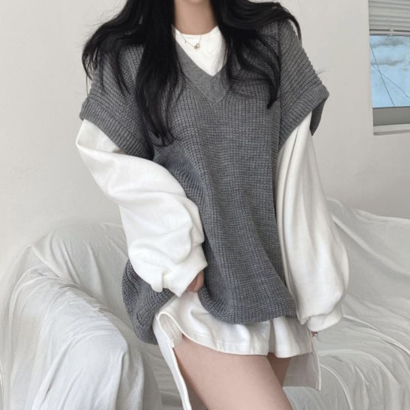 Loose Sweatshirt Top+ Knitted Vest – ShopMyde
