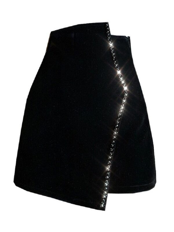 Bead Velour Mini Skirt